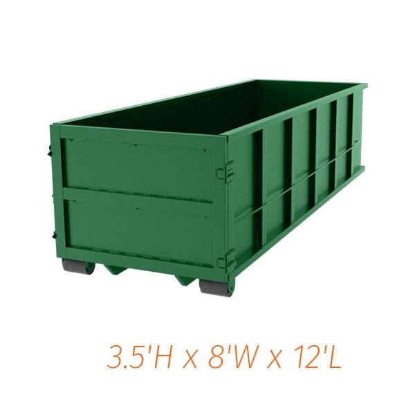 a ten-yard dumpster can be placed on any paved or level surface in your driveway, yard, or parking lot